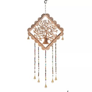 Carillons éoliens en cuivre antique Arbre de vie pour la décoration extérieure de la maison Perles multicolores Cloches suspendues en métal Carillons éoliens - Product Image 5