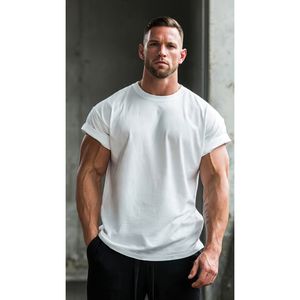 T-shirt de sport à épaules dénudées pour homme, manches courtes, t-shirt de musculation pour homme, 100% polyester coton, t-shirt de sport pour homme - Product Image 5