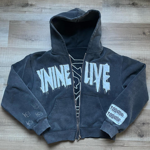 Sudadera con capucha corta con cremallera y lavado ácido personalizado de alta calidad, gran oferta, sudaderas con capucha con parche bordado desgastado para hombres - Product Image 2