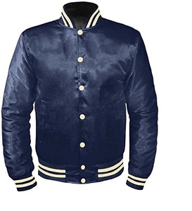 Chaqueta universitaria acolchada para hombre Mangas de cuero negro Logotipo personalizado Bordado Rayas Diamantes Perlas Estilo de béisbol universitario para - Product Image 3