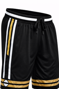 Ensemble de maillot et short de basket-ball personnalisé Noir Or Uniforme d'équipe Respirant Séchage rapide - Product Image 5