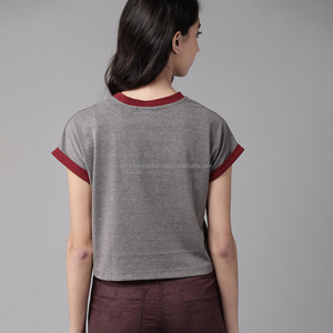 Nardon Apparel T-shirt graphique de coupe recadrée personnalisé T-shirts en coton blanc pour femmes - Product Image 2