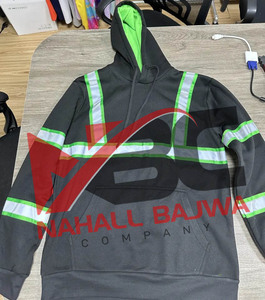 Black Hi Vis Cotton/Polyester Hoodies <b>Men</b> High Visibility Workwear <b>Jacket</b> Customizable Logo <b>Reflective</b> Safety Features - Product Image 6