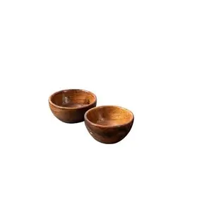 Wholesale Acacia Wood mini Bowl Fruit Salad Serving Bowls with Spoon and for customized size at cheap price