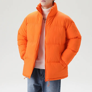 Chaqueta de invierno para hombre con logotipo personalizado, diseño de algodón y poliéster recubierto con burbujas cálidas, acolchado largo con cuello levantado y cremallera, acolchado para exteriores - Product Image 1