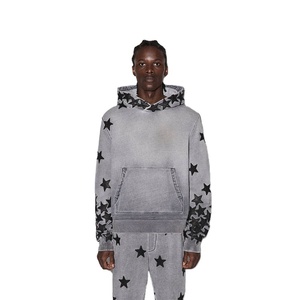 Sweat à capuche surdimensionné délavé noir à broderies épaisses, personnalisé, vintage, délavé à l'acide, effet pierre minérale, délavé, pour hommes - Product Image 4