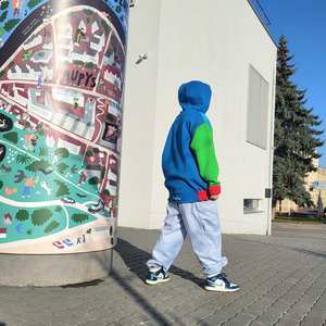 Casual No String Raglan manga larga Vintage Digital impreso Logo Baggy Hoodies - Product Image 4