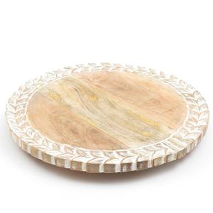 Bandeja para servir de mármol blanco de forma redonda con asas de metal Hermoso diseño de hojas con tamaños de 11 pulgadas a precios baratos - Product Image 6