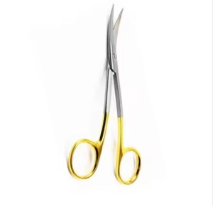 Tijeras profesionales de acero inoxidable TC LaGrange curvadas de 14 cm, instrumento quirúrgico Dental de precisión con acabado medio dorado, aprobado por CE - Product Image 3