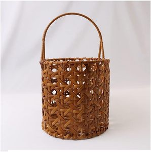 Cesta de Jacinto de Agua Tejida para Plantas, Maceta Decorativa Rústica con Asa para Interiores, Hogar y Jardín - Product Image 1