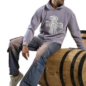 Sweat à capuche en molleton de coton de haute qualité pour hommes Vente en gros Logo en relief personnalisé Technique de teinture par transfert de chaleur Streetwear lavé - Product Image 4