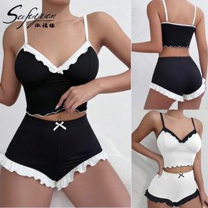 Sfy-y5163 뜨거운 판매 잠옷 세트 짧은 잠옷 여자의 캐미솔 잠옷 투피스 라운지웨어 란제리 세트 여성 친밀한 - Product Image 2