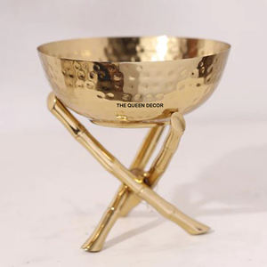 ชามช็อคโกแลตสแตนเลสแบบตอกลายพร้อมขาตั้ง ดีไซน์ทันสมัย รูปทรงกลม ชามของหวานพร้อมขาตั้ง - Product Image 1