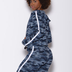 Vente en gros de sweat à capuche signature pour femmes camouflage bleu vif personnalisé sweats à capuche respirants anti-rides pour femme sweat à capuche zippé pour entraînement de gymnastique - Product Image 1