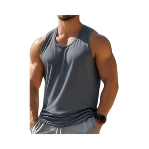 Débardeur d'entraînement sans manches bleu marine pour homme, chemise d'entraînement d'été confortable à séchage rapide, extensible, décontracté, fabriqué au Bangladesh - Product Image 1
