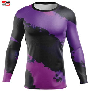 Sublimación Impreso Spandex Bjj Quick Dry Hombres Camisa de compresión Top Manga larga Deportes Baselayer Running Dry Rash Guard - Product Image 3