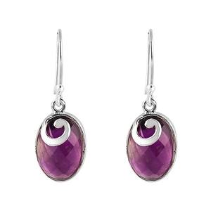 Boucles d'oreilles en améthyste Boucles d'oreilles ovales en argent sterling massif 925 pour femmes et filles Boucles d'oreilles pendantes Bijoux en argent - Product Image 1