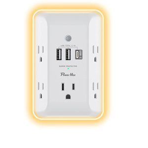 5-en-1 LED veilleuse <span class=keywords><strong>sortie</strong></span> Extender capteur marche/arrêt automatique crépuscule <span class=keywords><strong>aube</strong></span> mur bande de puissance parasurtenseur 15A courant nominal 125V - Product Image 1