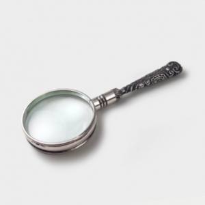 Loupe authentique de style rococo, loupe à main vintage en argent, loupe de lecture pour les journaux, accessoire classique en argent - Product Image 2