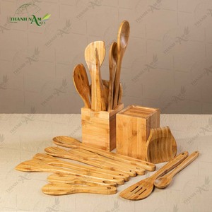 Juego de 12 Utensilios de Cocina de Bambú, Cucharas de Madera Natural Hechas a Mano, Ecológicas, Aptas para Lavavajillas, Ligeras, Aptas para Cocina - Product Image 6