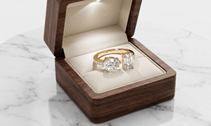 Asymmetric Pear Cut and <b>Emerald</b> Cut Diamonds <b>Ring</b> with Round Diamonds Luxury Engagement <b>Ring</b> for Women Lab Grown Diamonds - Product Image 6