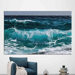 Arte de pared de vidrio templado con diseño de olas del mar: lienzo impreso con vista al océano, LIEÑO ENVELOPEADO - Product Image 1