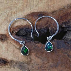 Boucles d'oreilles classiques bijoux pour femmes argent Boho Style bijoux 925 argent Sterling noir opale pierres précieuses boucles d'oreilles faites à la main cadeau - Product Image 4