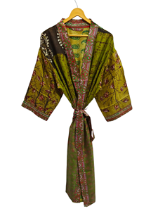 เสื้อคลุมอาบน้ำผ้าไหมส่าหรีสไตล์วินเทจชุดคลุมส่าหรีสำหรับปาร์ตี้ชายหาดผ้านุ่มงานแฮนด์เมดชุดกิโมโนผ้าไหมอินเดียสำหรับฤดูร้อน - Product Image 2