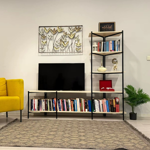 Best New Design 5-Layer Industrial Metal TV Stand Entertainment Center Open <b>Storage</b> <b>Shelves</b> Home Organizer for Living Room Use - Product Image 1