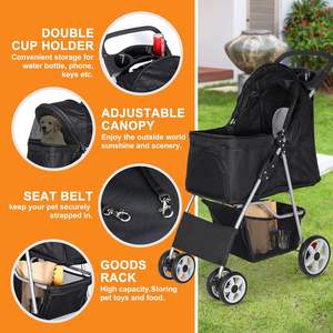 TH-PSP-242 Vietnam Fabricant Pet Poussette Style Cadre En Acier Pet Chariot Forte Durable Pliable cadre - Product Image 5
