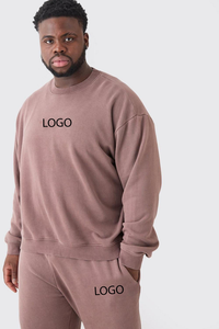 Conjunto de Sudadera de Cuello Redondo y Pantalones Deportivos Holgados de Algodón Grueso con Logotipo Personalizado, Ropa Urbana Unisex de Marca Privada al por Mayor - Product Image 2