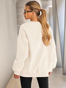 Sweat-shirt à col rond doux et chaud personnalisé de haute qualité pour l'hiver en coton à manches longues Fabricants de sweatshirts pour femmes - Product Image 5