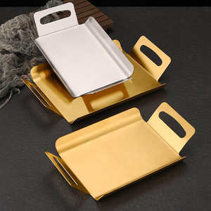 Bandeja de Servicio de Acero Inoxidable con Asas, Plato Rectangular de Metal para Alimentos, Organizador Decorativo para Joyas, Bandeja para Mesa de Centro - Product Image 3