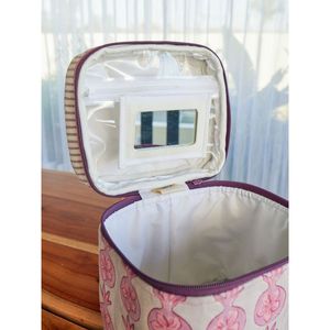 Trousse de Maquillage Rose Anar - Grande Trousse de Rangement en Toile de Coton avec Fermeture Éclair - Product Image 4