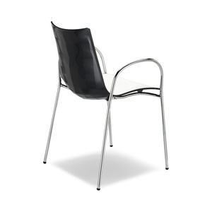 Stackable Two-Tone Polymer <b>Armchair</b> with Chrome or Anthracite Metal Frame for Restaurant Cafe Bar Hotel Dining - Product Image 4