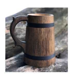 Tasse à bière en bois faite à la main marron rétro de vente chaude avec poignée capacité écologique de 500ml pour l'exportation mondiale de café depuis l'Inde - Product Image 6