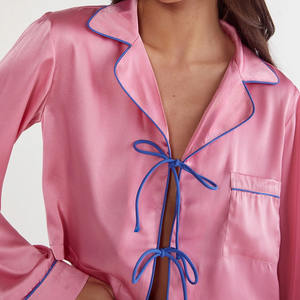 High Quality 100% Silk <b>Women's</b> Luxury <b>Pyjamas</b> Shirt for <b>Women</b> <b>Pyjama</b> Shorts Set Breathable <b>Satin</b> Silk Bridal <b>Women's</b> Sleepwear - Product Image 4