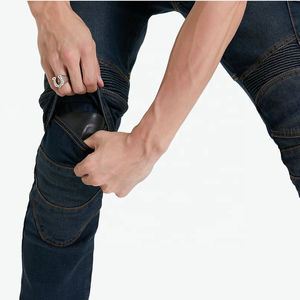 กางเกงยีนส์ขี่จักรยานสำหรับผู้ชายพร้อมแผ่นและแผงยืดแบบถอดได้อุปกรณ์ป้องกันความปลอดภัยระบายอากาศได้ดีได้รับการรับรองจาก CE สีน้ำเงิน - Product Image 6