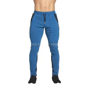 Son tasarım erkekler spor Sweatpants kas sıkıştırma Jogger erkekler İpli bel kraliyet mavi renk siyah şerit Sweatpants ile
