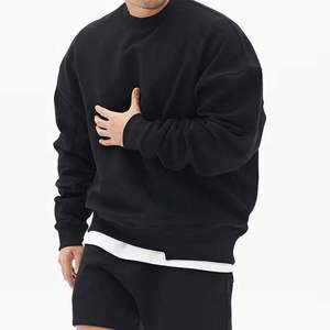 OEM Heavy Weight Long Sleeve Blank Custom Print <b>Men</b> Streetwear Hoodie Sweatshirt Oversized Box Fit Cropped Crewneck Sweatshirt - Product Image 1
