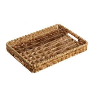 Plateau de service en rotin ovale naturel écologique de qualité fine élégant Floral maison cuisine Organisation restauration panier poignées - Product Image 6
