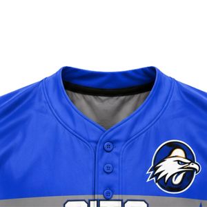 Camiseta de Béisbol Azul Rey y Gris – Camisa de Béisbol Personalizada con Botones al Frente, Uniforme Deportivo Transpirable para Hombres y Mujeres - Product Image 2