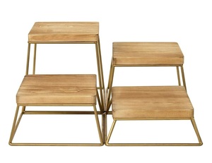 Wooden <b>Cake</b> <b>Stands</b> Golden Tone Metal Nesting Buffet Table Food or Retail Display Risers, <b>Set</b> of 4 - Golden <b>Cake</b> <b>Stand</b> - Product Image 1