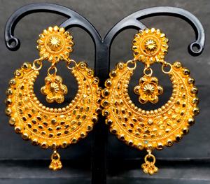 ชุดต่างหูพร้อม22CT สีทองประดับต่างหู Jhumka สำหรับผู้หญิงที่สวมใส่โดยผู้ส่งออกชาวอินเดีย - Product Image 3