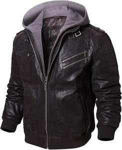 Chaqueta de cuero genuino de lona a prueba de viento de invierno para hombre superventas, tendencia superior, decoración de bolsillo de último estilo, precios al por mayor - Product Image 4
