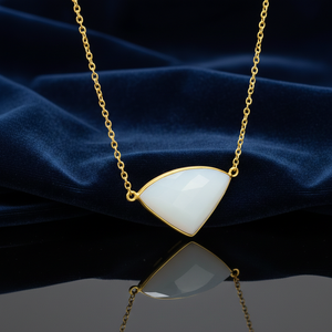 Elegante collar blanco lechoso de 16 pulgadas 15g |   Collar con Colgante de Plata 925, Chapado en Oro de 18K, para Bodas y Fiestas - Product Image 3