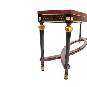 Mesa Consola Clásica de Lujo, Rectangular Larga, Madera Artesanal con Detalles Dorados, Diseño Elegante de Estilo Francés - Product Image 6