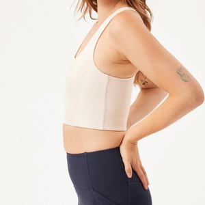 Soutien-gorge de sport respirant, sans couture, léger, en spandex/nylon, à motif écossais, simple devant, à maintien élevé, antibactérien, séchage rapide - Product Image 3