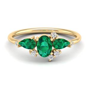 Anillo REYES Personalizado de Plata de Ley 925 con Moissanita Certificada GRA y Esmeralda Natural, Anillos de Joyería Fina para Mujer - Product Image 6