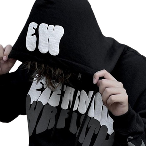 Sweat à capuche zippé surdimensionné 100% coton poids lourd et épais pour hommes French Terry 3d Puff Printing Hoodie Manufacturer - Product Image 4